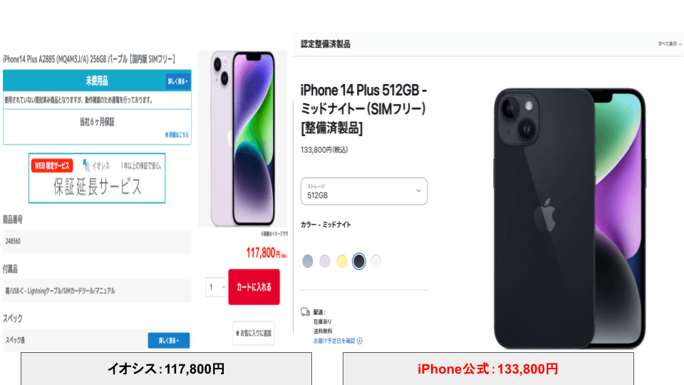 イオシス Apple公式 比較